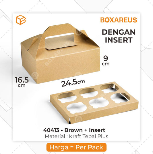 Cup Cake Box - 40413 Brown+Insert (10 Pc)