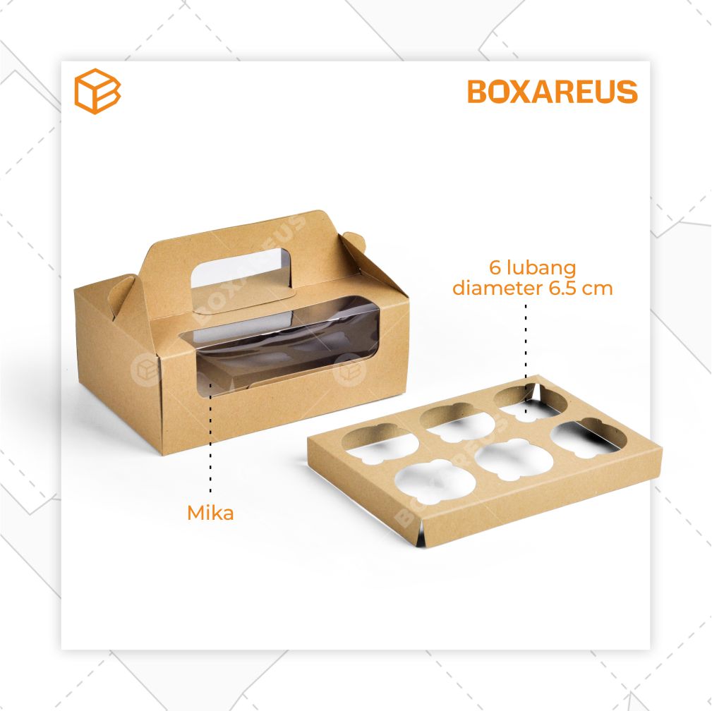 Cup Cake Box - 40422 Box + Insert Brown (10 Pc)