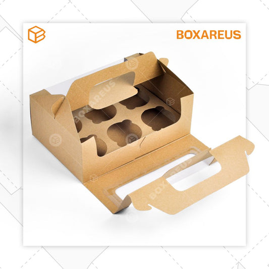 Cup Cake Box - 40422 Box + Insert Brown (10 Pc)