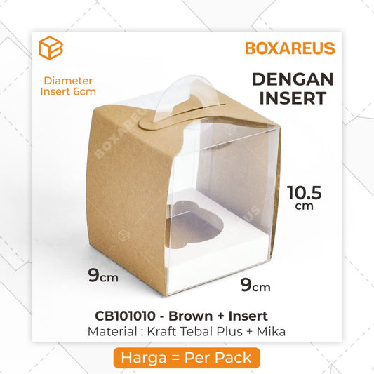 Cup Cake Box - CB101010 Brown + Insert (20 Pc)