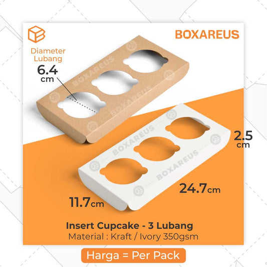 Insert Lubang 3 Cupcake / Muffin - INS CUP 3 (20 Pc)