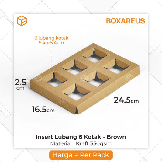 Insert Cup Cake Box - Lubang 6 Kotak (20 Pc)