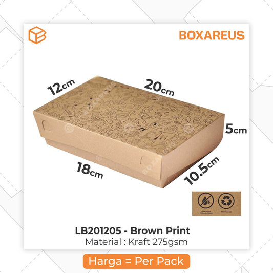 Lunch Box - LB201205 Brown Print (50 pc)