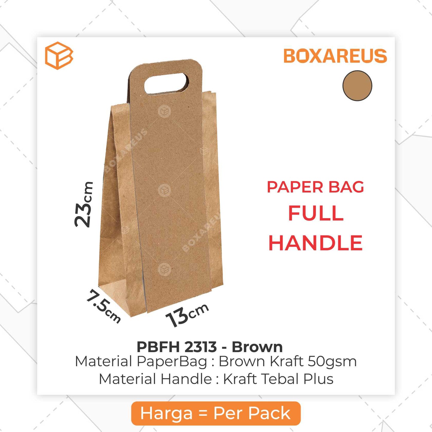 Paper Bag - PBFH2313 Brown (50 Pc)