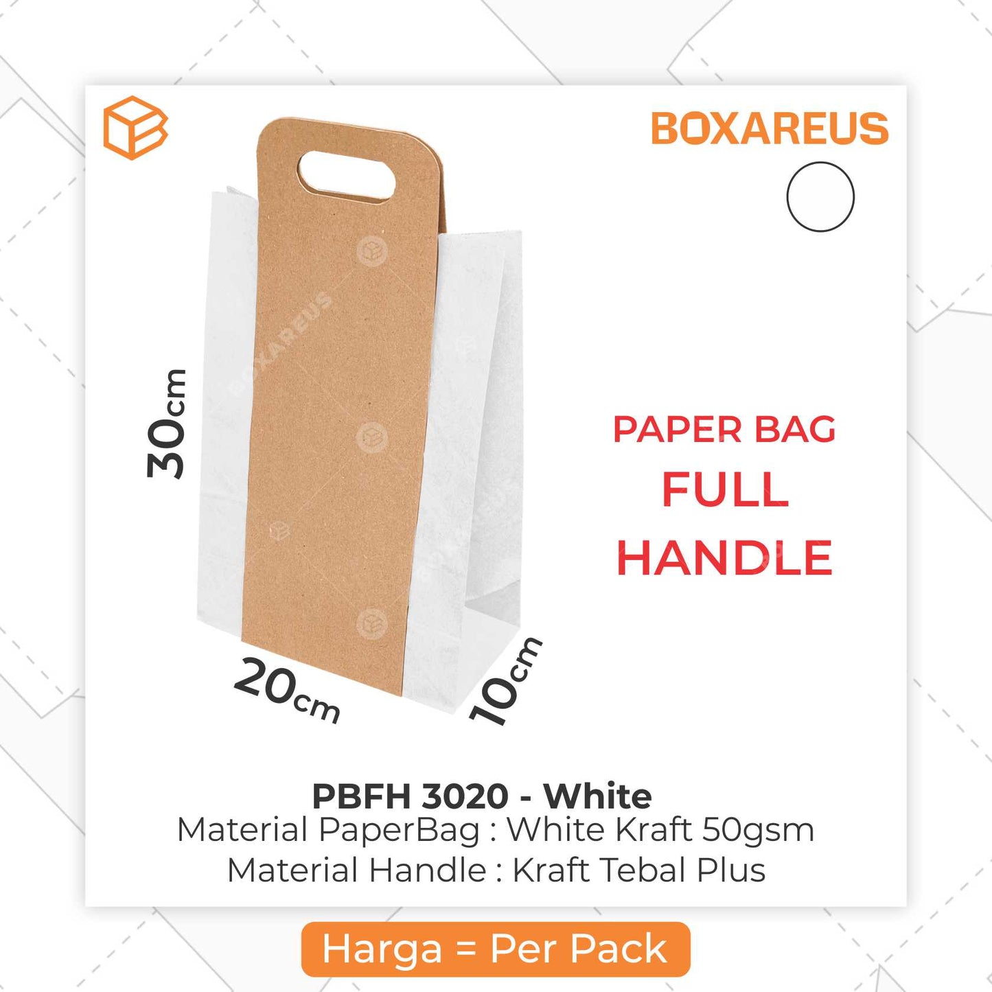 Paper Bag - PBFH3020 White (50 Pc)