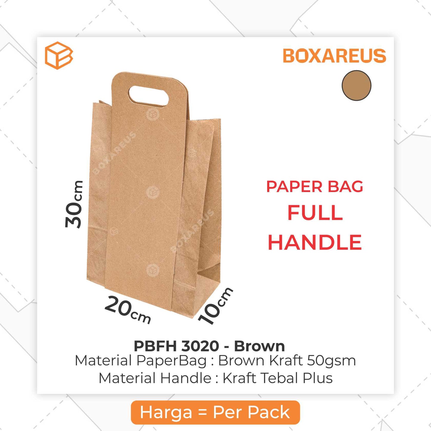 Paper Bag - PBFH3020 Brown (50 Pc)