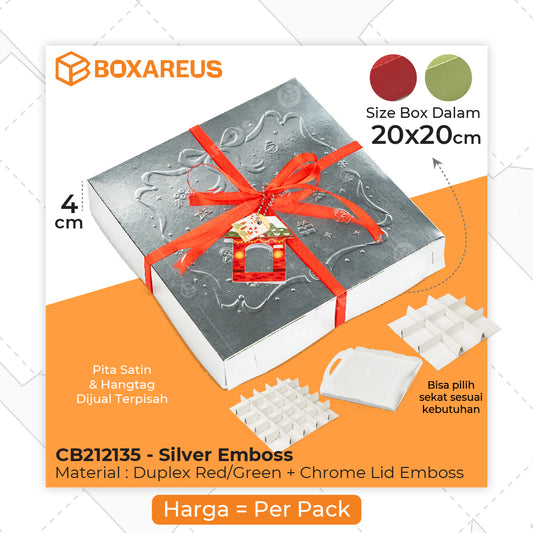 Cake Box/ Nastar Box - CB212135 Emboss Natal (10 Pc)