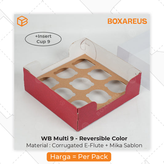 Pudding / Cup Cake Box - WB Multi 9 Reversible White