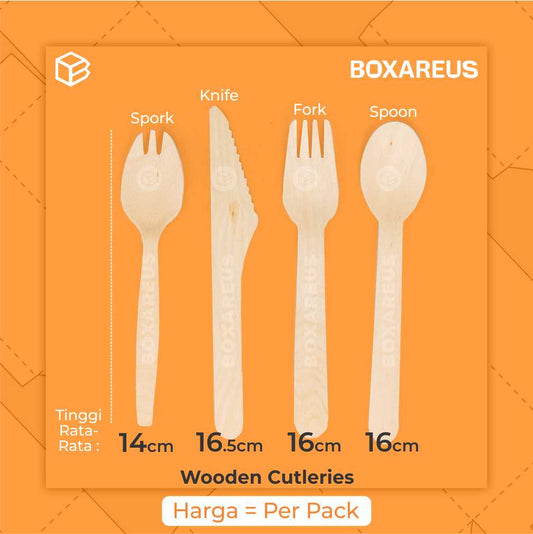 Alat Makan - Wooden Cutleries (100 Pc)