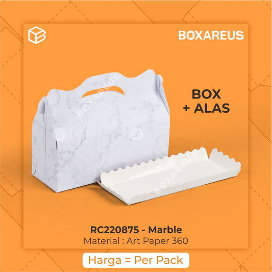 Roll Cake Box - RC220875 Marble + Tray (20 Pc)