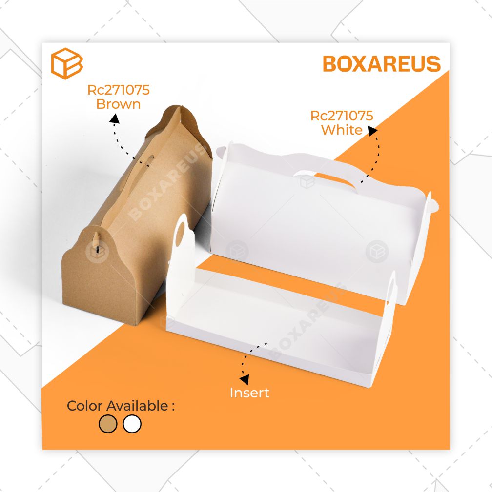 Roll Cake Box - RC271075 - Brown + Tray (10 Pc)