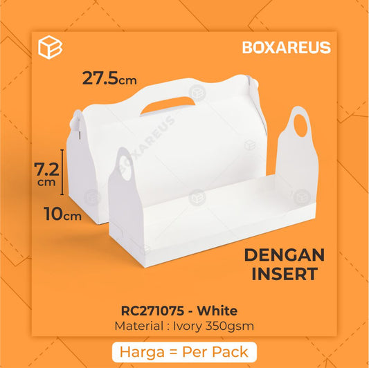 Roll Cake Box - RC271075 White + Tray (10 Pc)