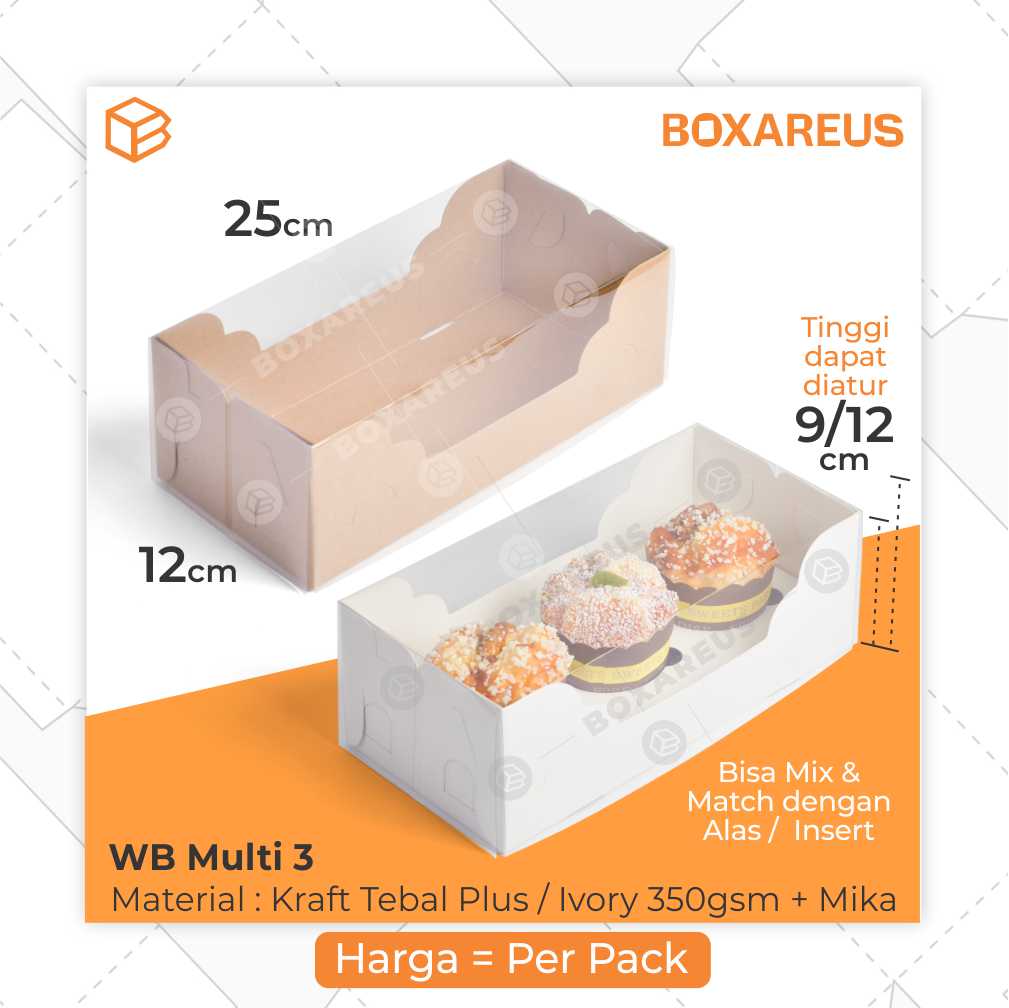 Pudding / Cup Cake Box - WB MULTI 3 (10 Pc)