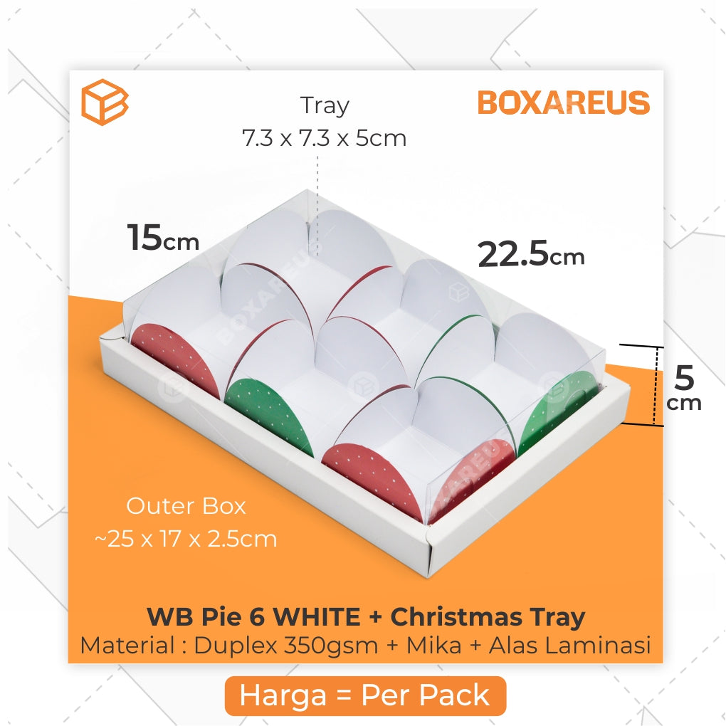 Box Pie isi 6 - WB Pie 6 Alas Red Green Natal / Christmas (10pc)