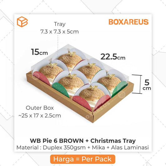 Box Pie isi 6 - WB Pie 6 Alas Red Green Natal / Christmas (10pc)