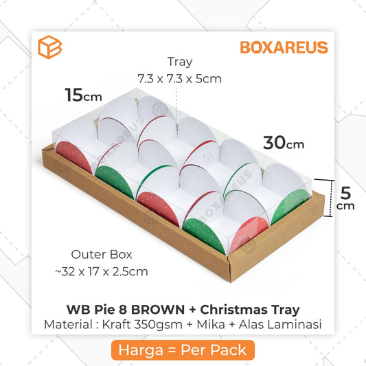 Box Pie isi 8 - WB Pie 8 Alas Red Green Natal / Christmas
