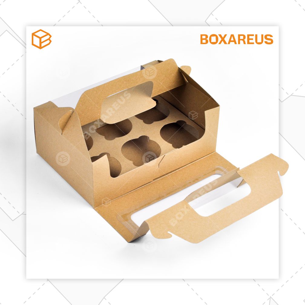 Cup Cake Box - 40422 Brown + Insert White (10 Pc)