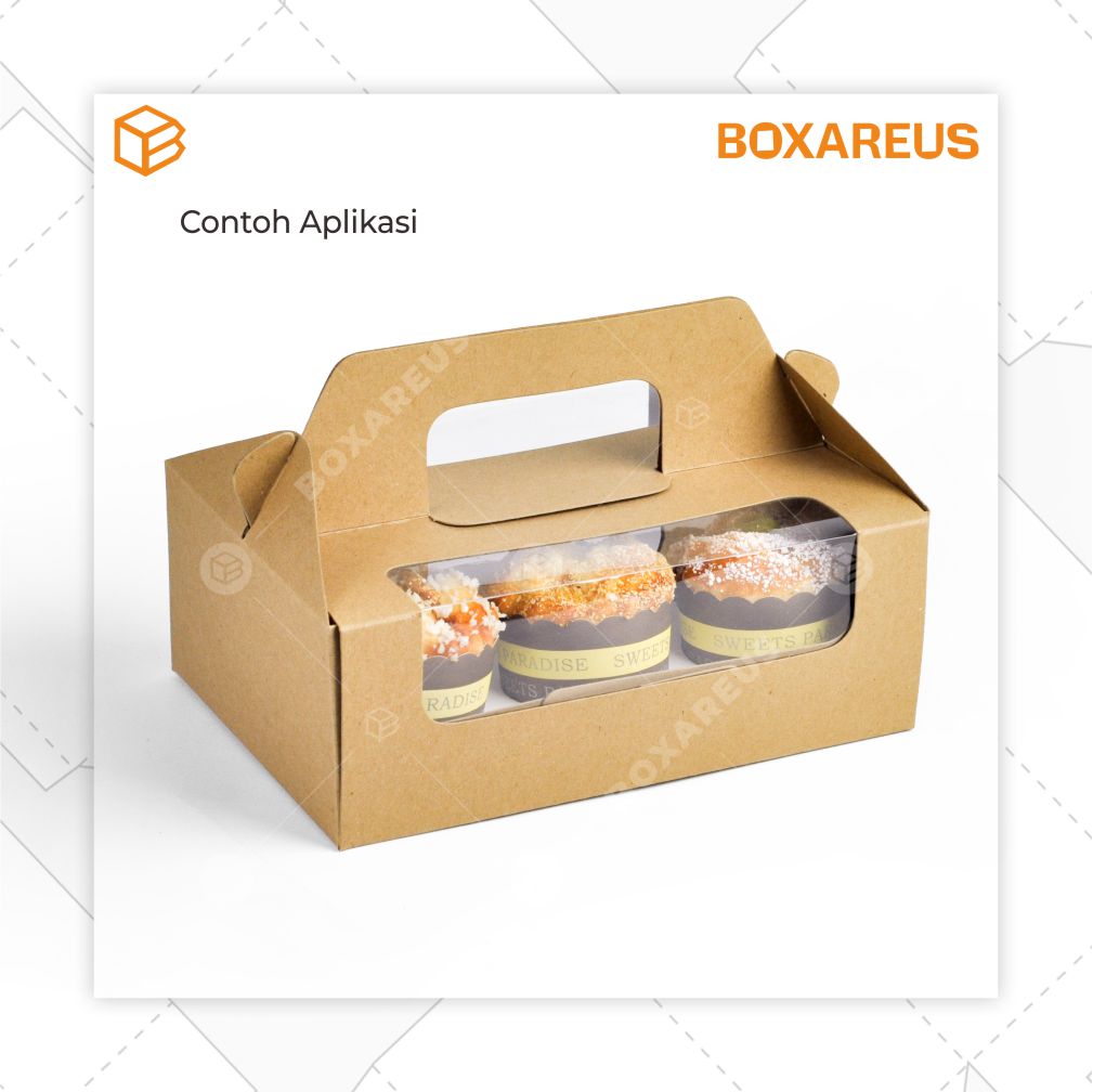 Cup Cake Box - 40422 Brown + Insert White (10 Pc)