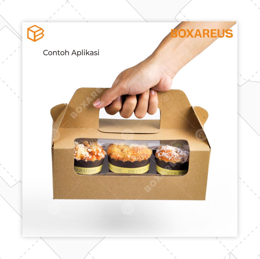 Cup Cake Box - 40422 Brown + Insert White (10 Pc)