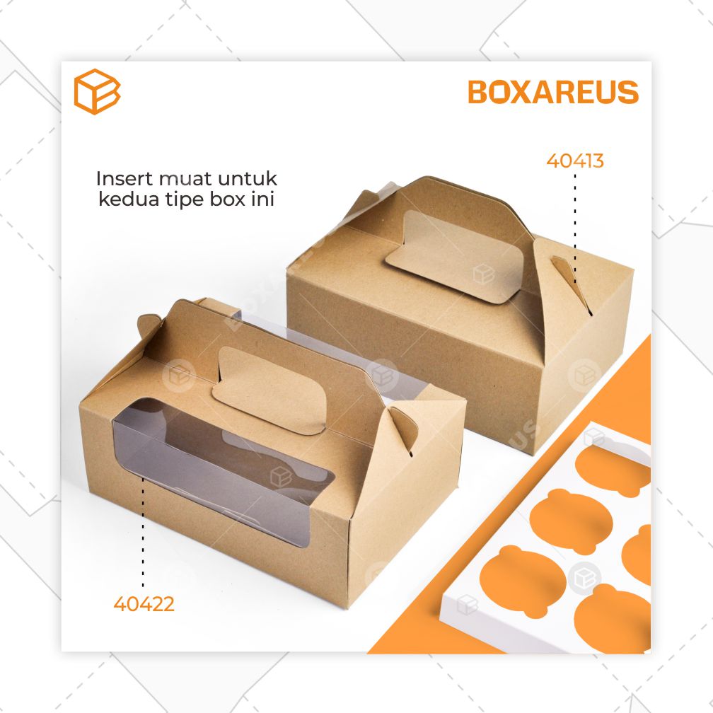 Cup Cake Box - 40422 Brown + Insert White (10 Pc)