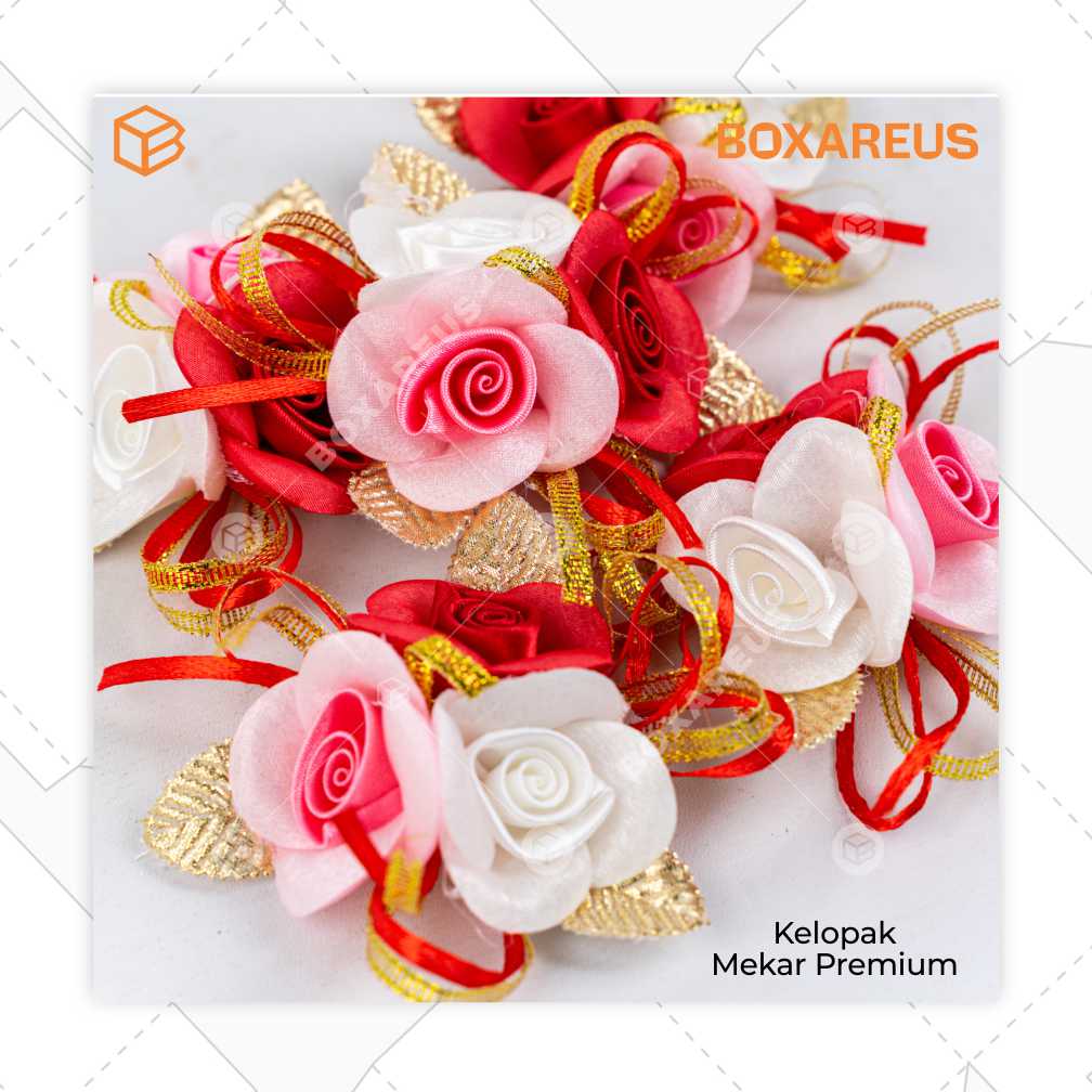 Hiasan Pita Bunga Kain - Bunga 3D (10 Pc) - Bunga Dekor