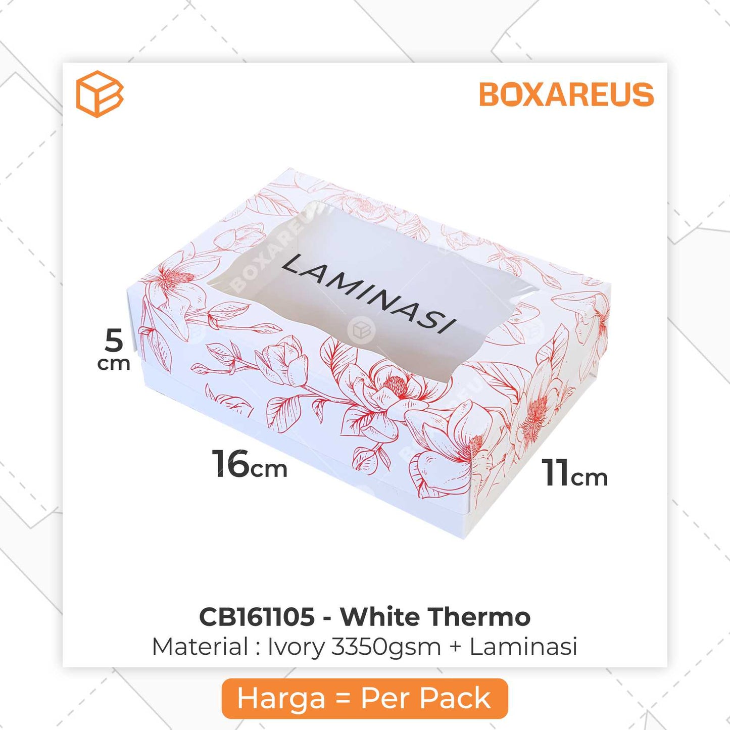 Brownies Box - CB161105 White Timbul (50 Pc)
