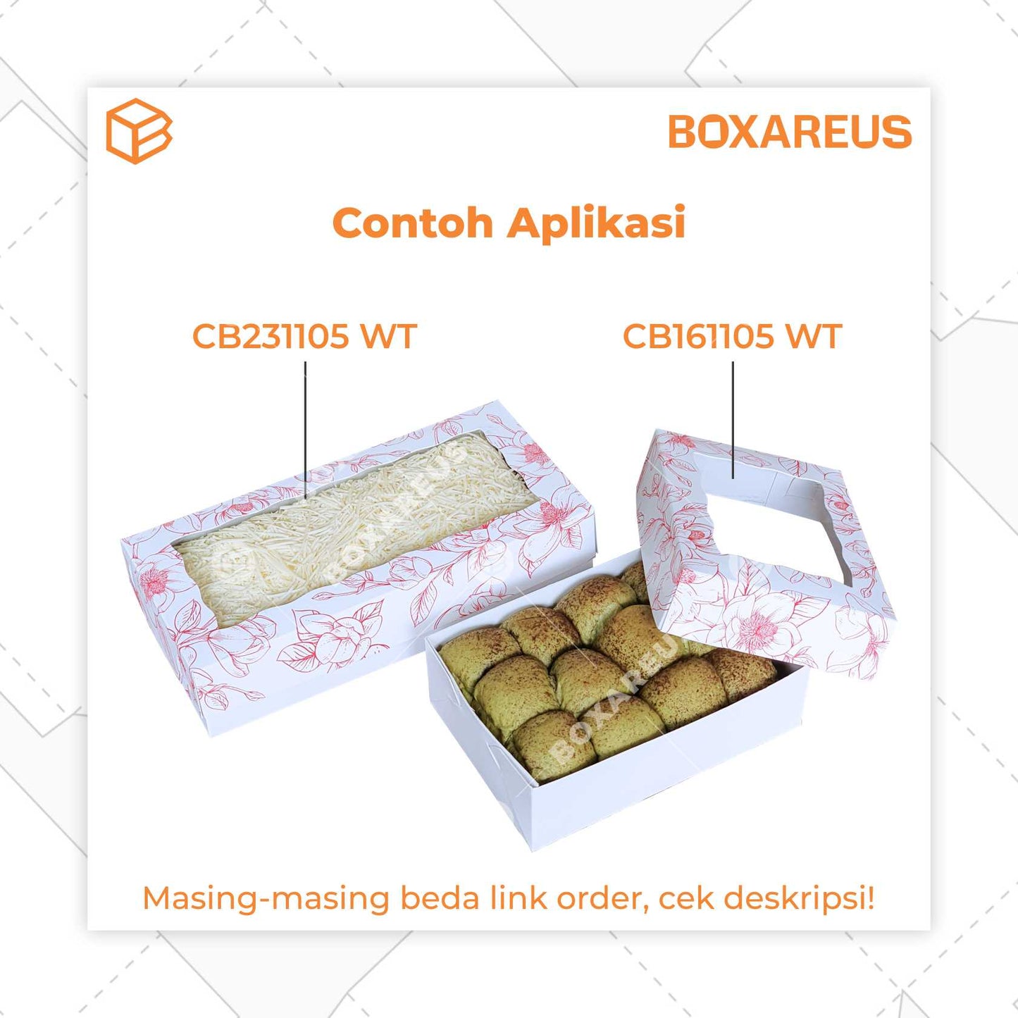 Brownies Box - CB161105 White Timbul (50 Pc)
