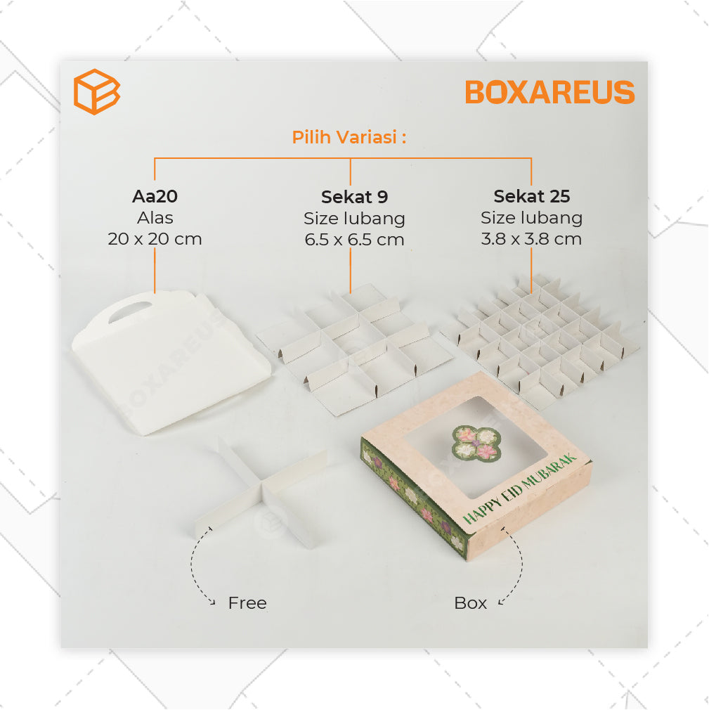 Cake Box / Nastar Box - CB 20 Zahra Tinggi 4cm (10 Pc)