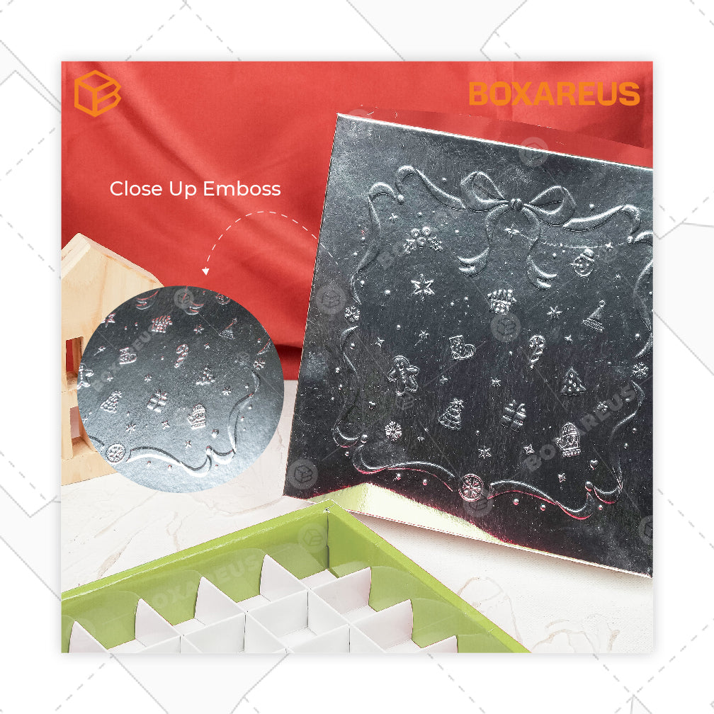 Cake Box/ Nastar Box - CB212135 Emboss Natal (10 Pc)