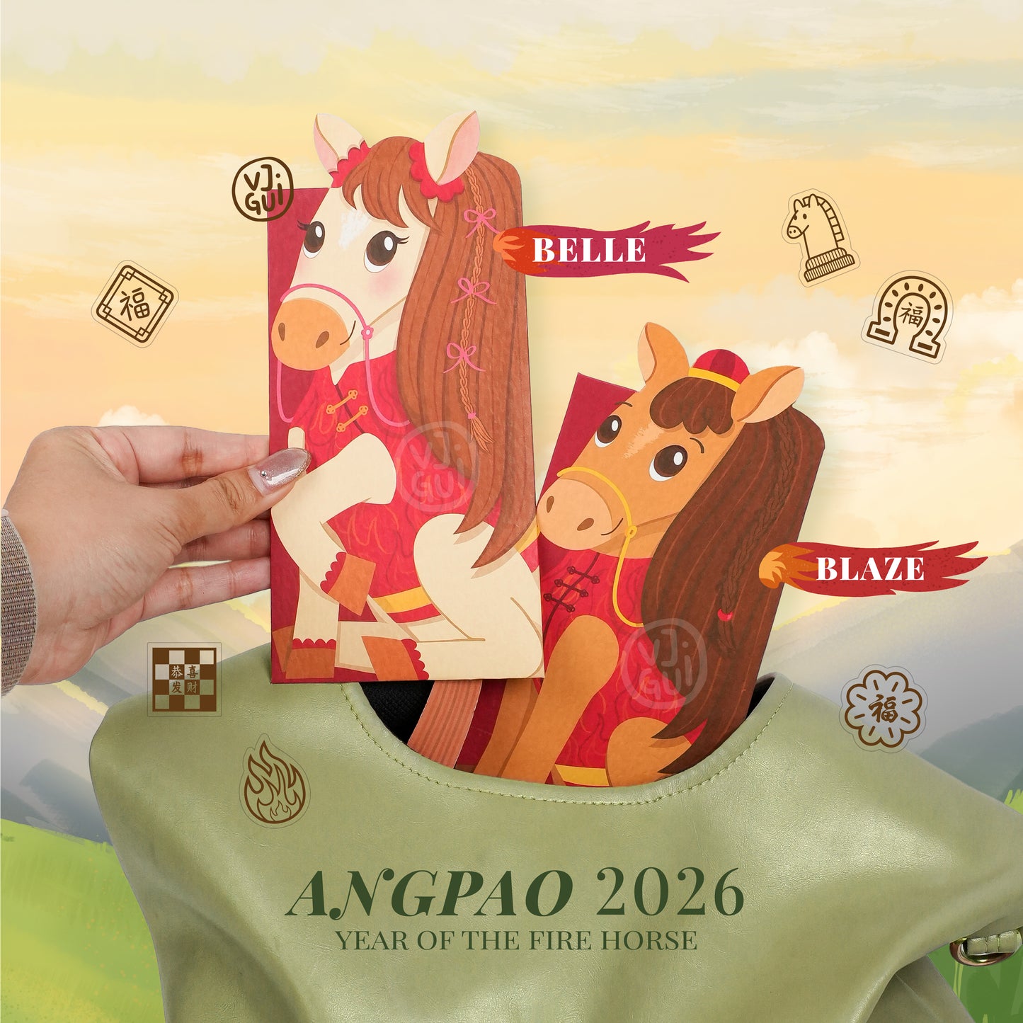 Angpao Imlek 2026 Horse Angpau Kuda Amplop CNY Sincia