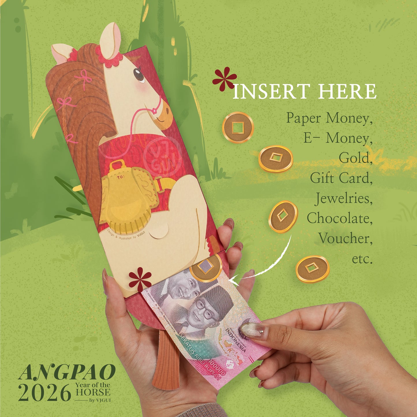 Angpao Imlek 2026 Horse Angpau Kuda Amplop CNY Sincia