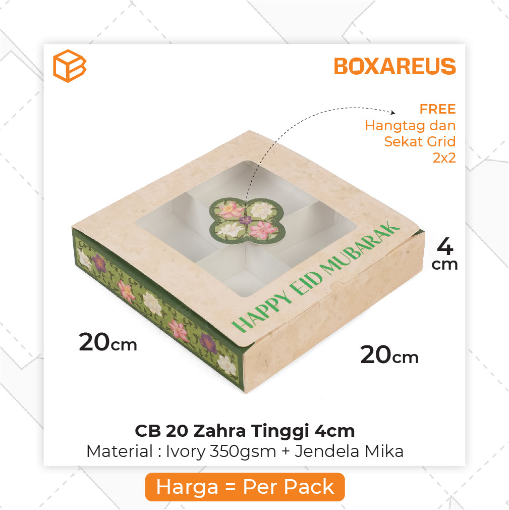 Cake Box / Nastar Box - CB 20 Zahra Tinggi 4cm (10 Pc)