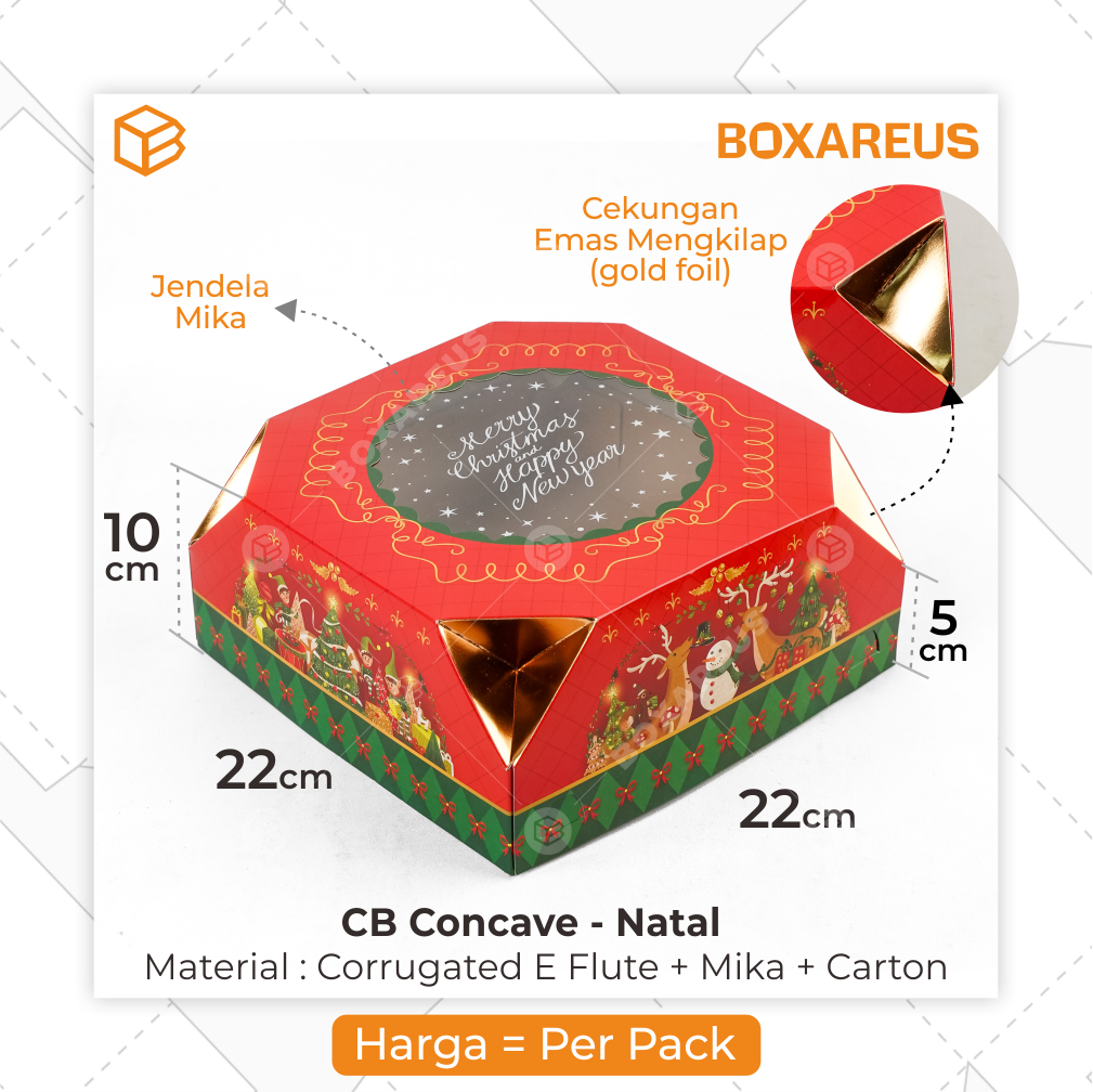 Cake Box - CB Concave Natal (10 Pc)