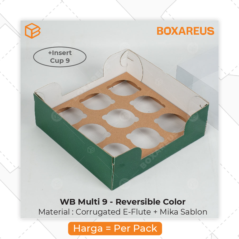 Pudding / Cup Cake Box -  WB Multi 9 Reversible White
