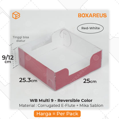 Pudding / Cup Cake Box -  WB Multi 9 Reversible White