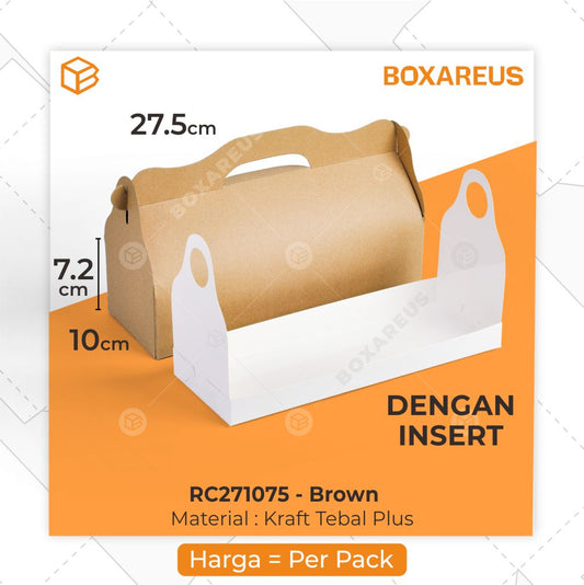 Roll Cake Box - RC271075 - Brown + Tray (10 Pc)
