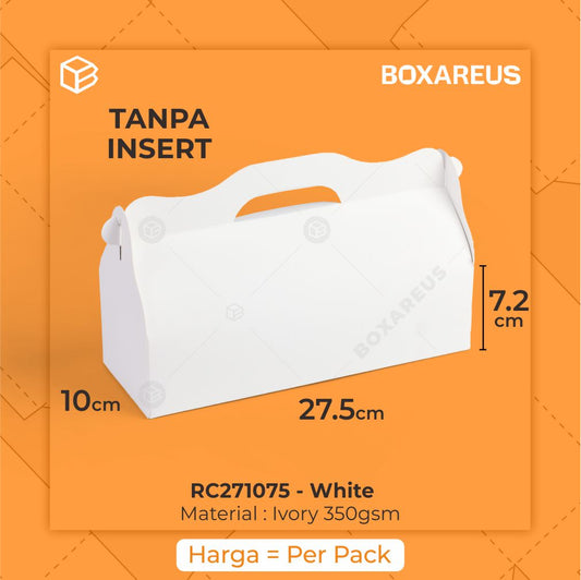 Roll Cake Box - RC271075 White Box Only (10 Pc)