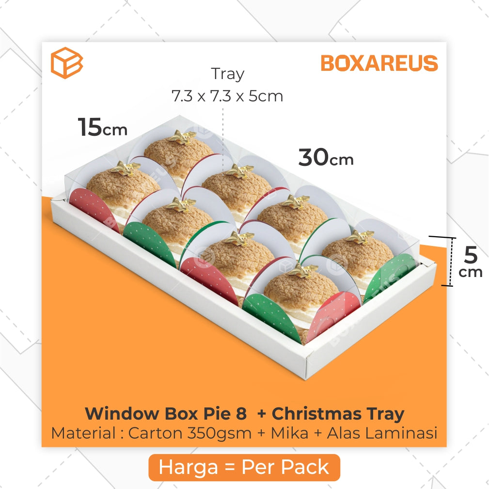 Box Pie isi 8 - WB Pie 8 Alas Red Green Natal / Christmas