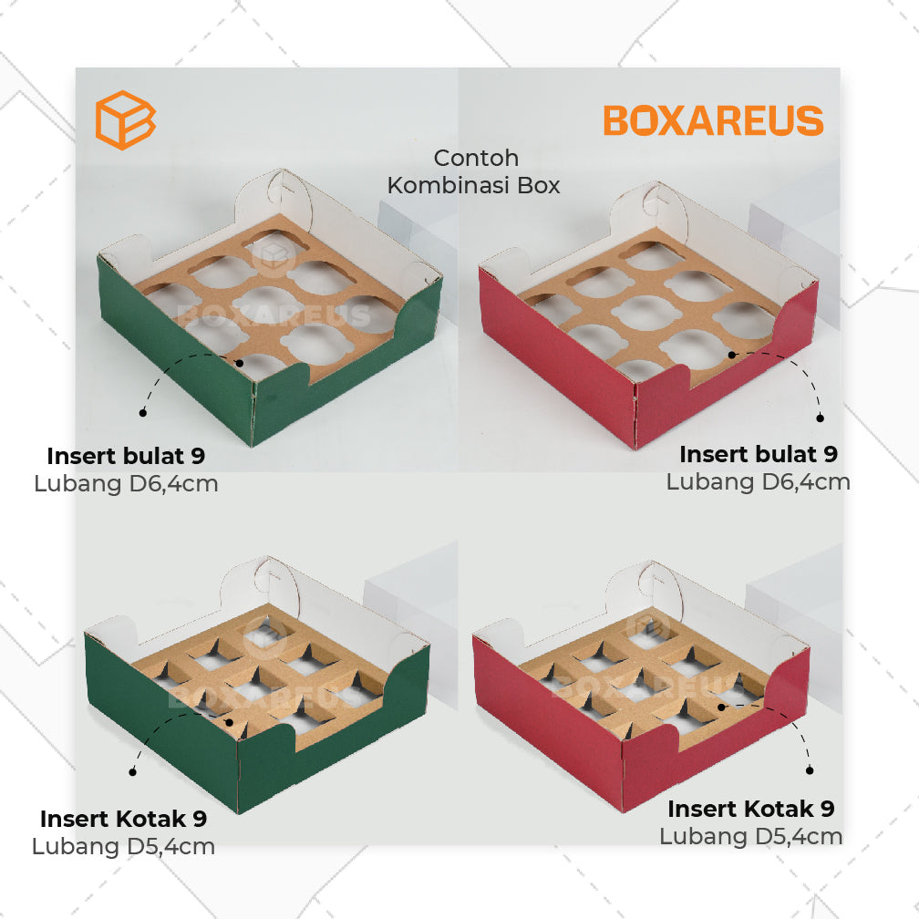 Pudding / Cup Cake Box -  WB Multi 9 Reversible White