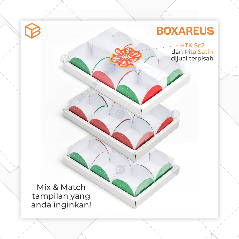 Box Pie isi 6 - WB Pie 6 Alas Red Green Natal / Christmas (10pc)