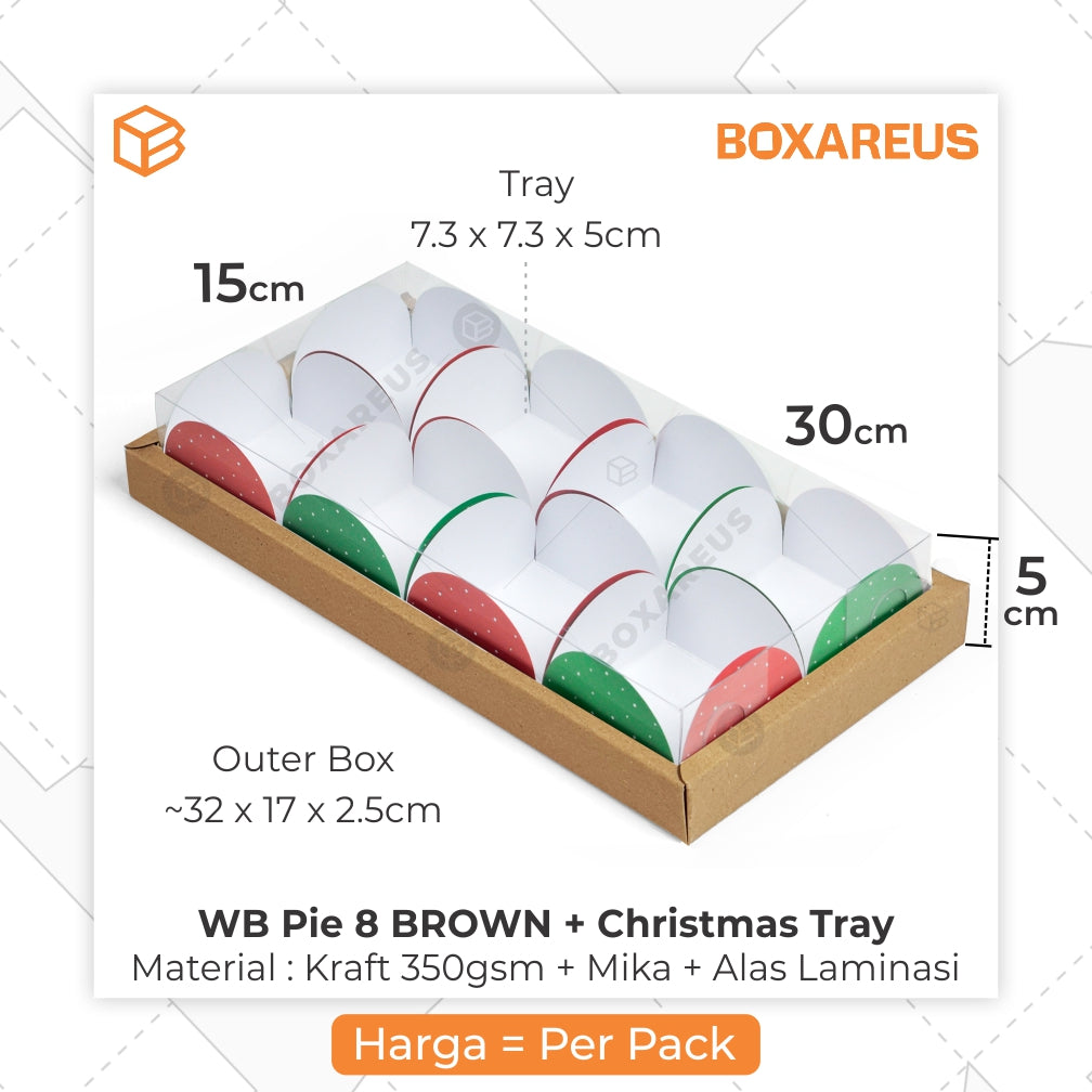 Box Pie isi 8 - WB Pie 8 Alas Red Green Natal / Christmas