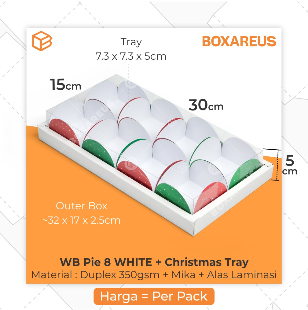 Box Pie isi 8 - WB Pie 8 Alas Red Green Natal / Christmas